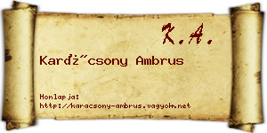 Karácsony Ambrus névjegykártya